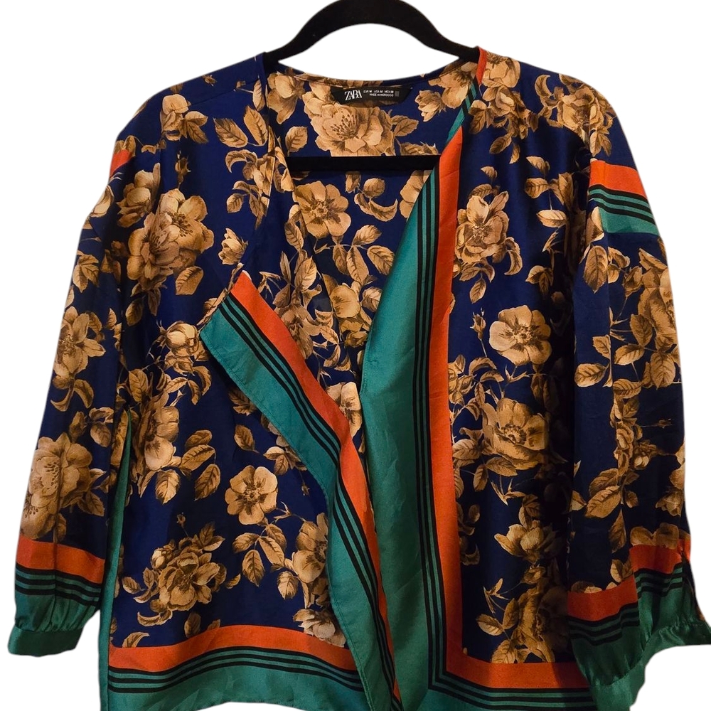 Zara Floral Camisole - Blue and Gold